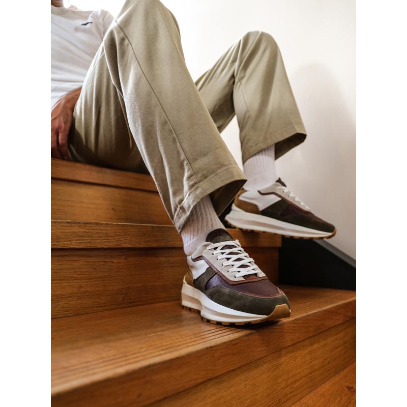 FIRE RUNNER - SUEDE/NAPPA - FORET/BORDEAUX